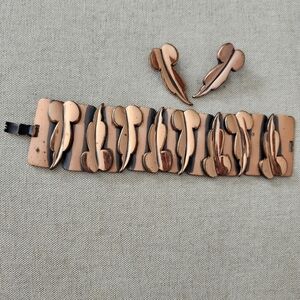 RENOIR Vintage renoir, copper bracelet and earrings circa nineteen forties